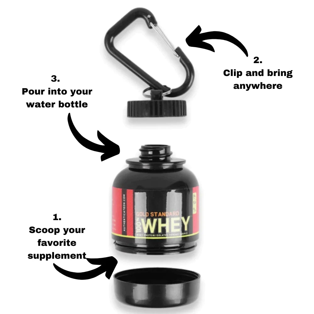 Portable Protein or Supplement Powder Carrying Funnel and Container with  Key-Chain 